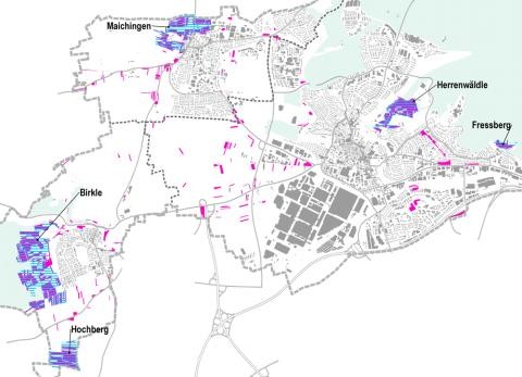 Sindelfinger Streuobstgebiete Karte mit Streuobstgebieten