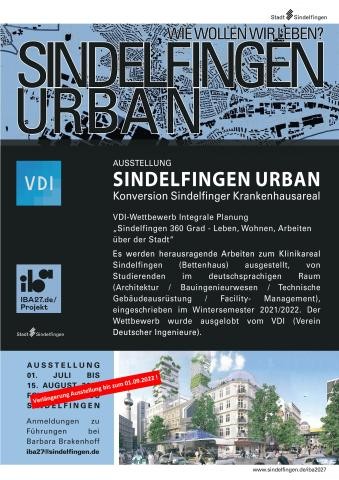 Plakat mit Gebäuden und Text
