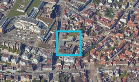 Luftaufnahme des Post-VoBa Areals in der Innenstadt