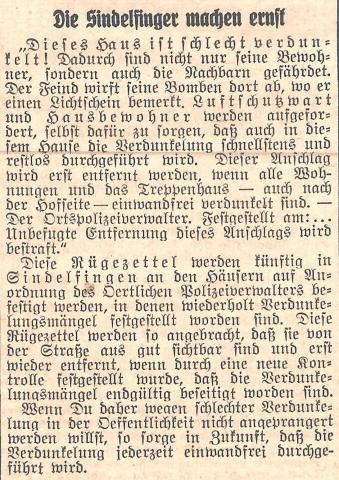 Foto: Stadtarchiv Sindelfingen; NS-Kreiszeitung vom 22.11.1941