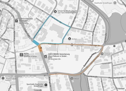 Plan mit Umleitung (Stadt Sindelfingen)