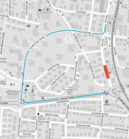 Grafik Umleitung während Sperrung der Talstraße (Stadt Sindelfingen)