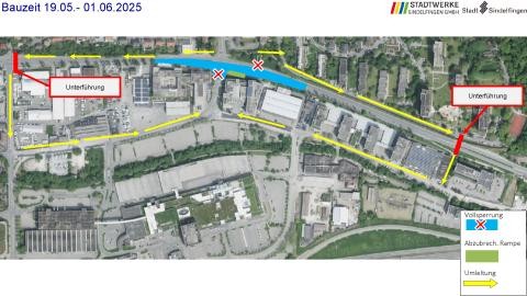 Grafik Sperrung Fußgängerbrücke