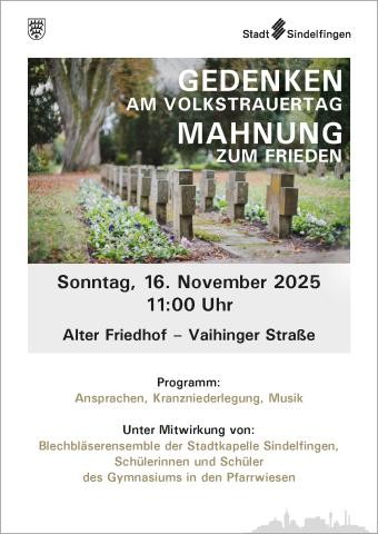 Plakat zum Volkstrauertag 2025 (Stadt Sindelfingen)