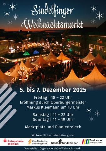 Plakat: Sindelfinger Weihnachtsmarkt 2025 (Stadt Sindelfingen)