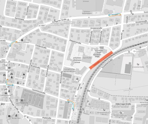 Grafik: Sperrung Talstraße (Stadt Sindelfingen)