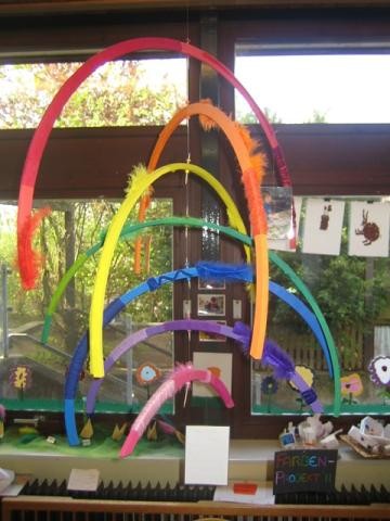 Bunte Halbkreise stellen einen Regenbogen dar