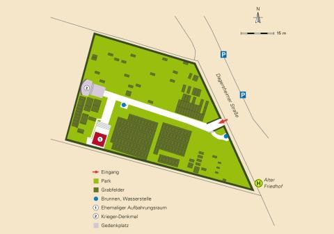 Ein Lageplan des alten Friedhofs in Darmsheim.