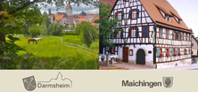 Wiese in Darmsheim und Fachwerkhaus in Maichingen