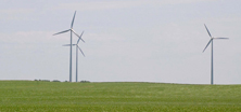 Windmühlen auf Wiese